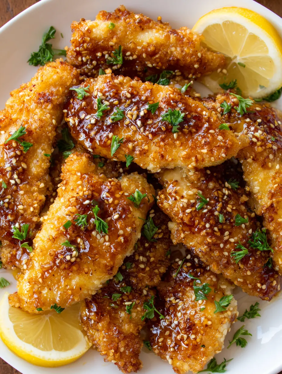 A plate of baked crunchy hot honey chicken.