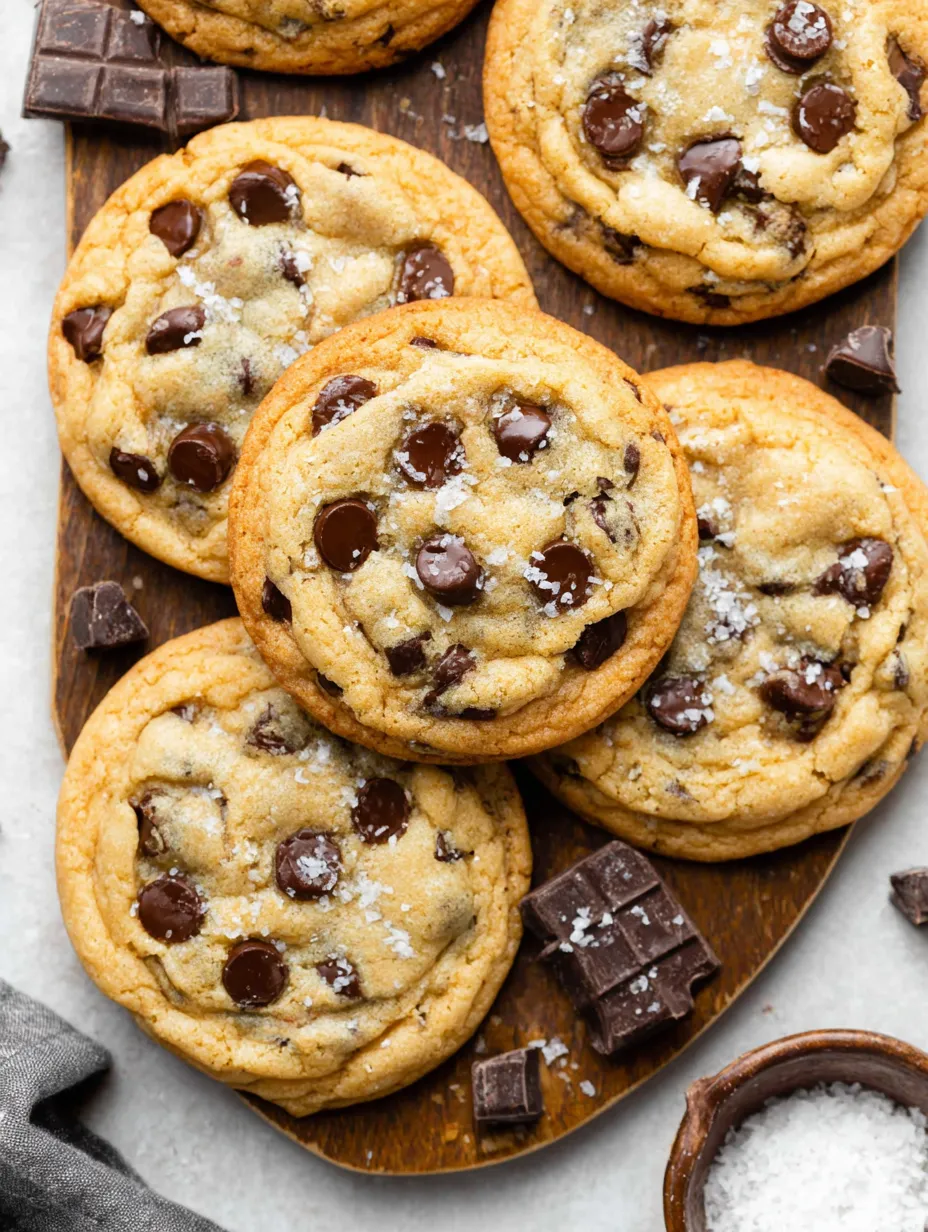 A plate of bakery style chocolate chip cookies.