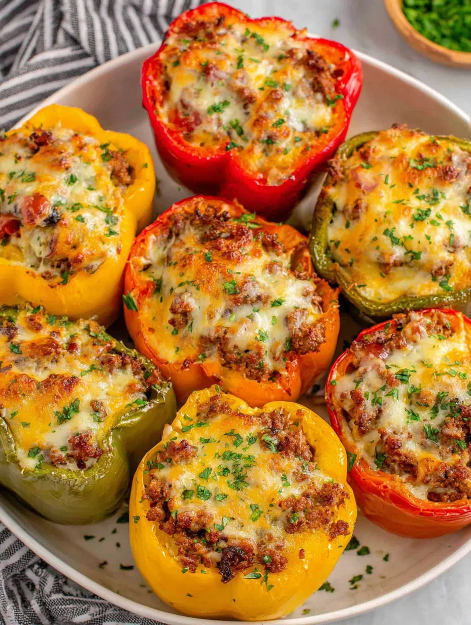 A plate of stuffed bell peppers.