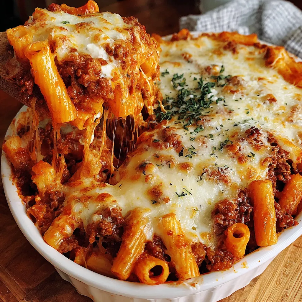 A bowl of Million Dollar Baked Ziti.