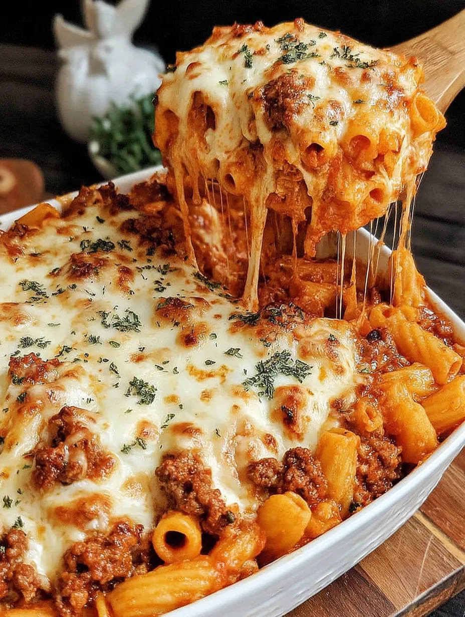 A close up of a bowl of pasta with cheese and meat.