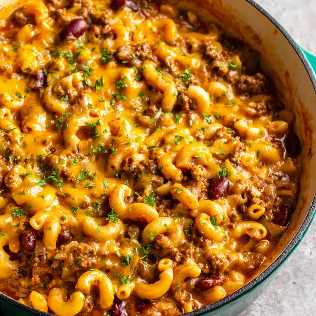 A bowl of chili mac.