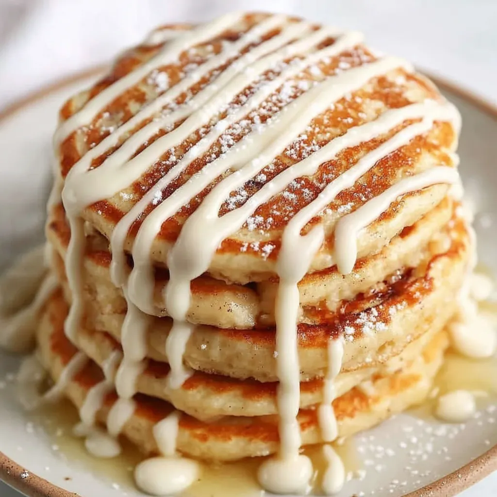 A stack of cinnamon roll pancakes.