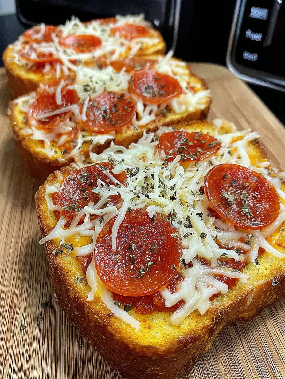 A slice of pizza toast with cheese and pepperoni.