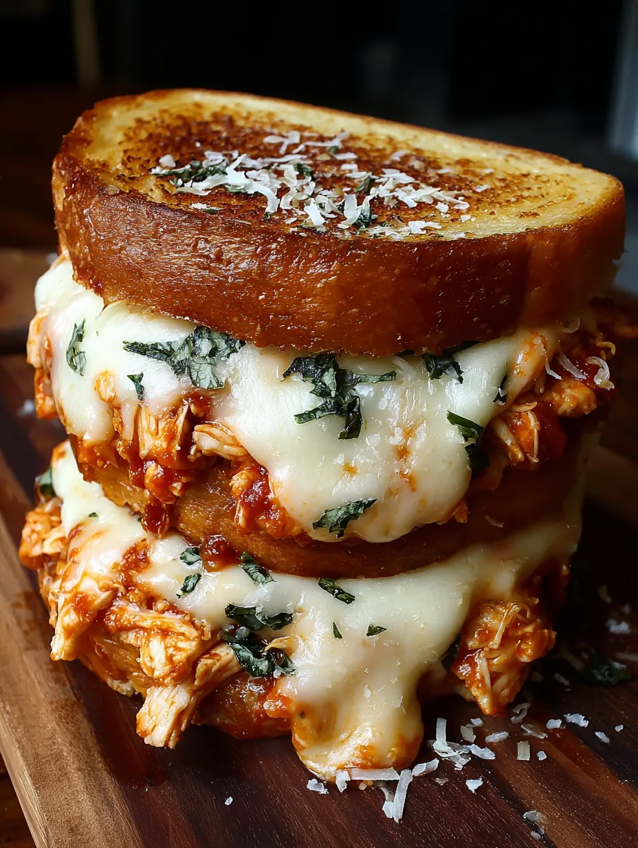 A sandwich with chicken and cheese on top.