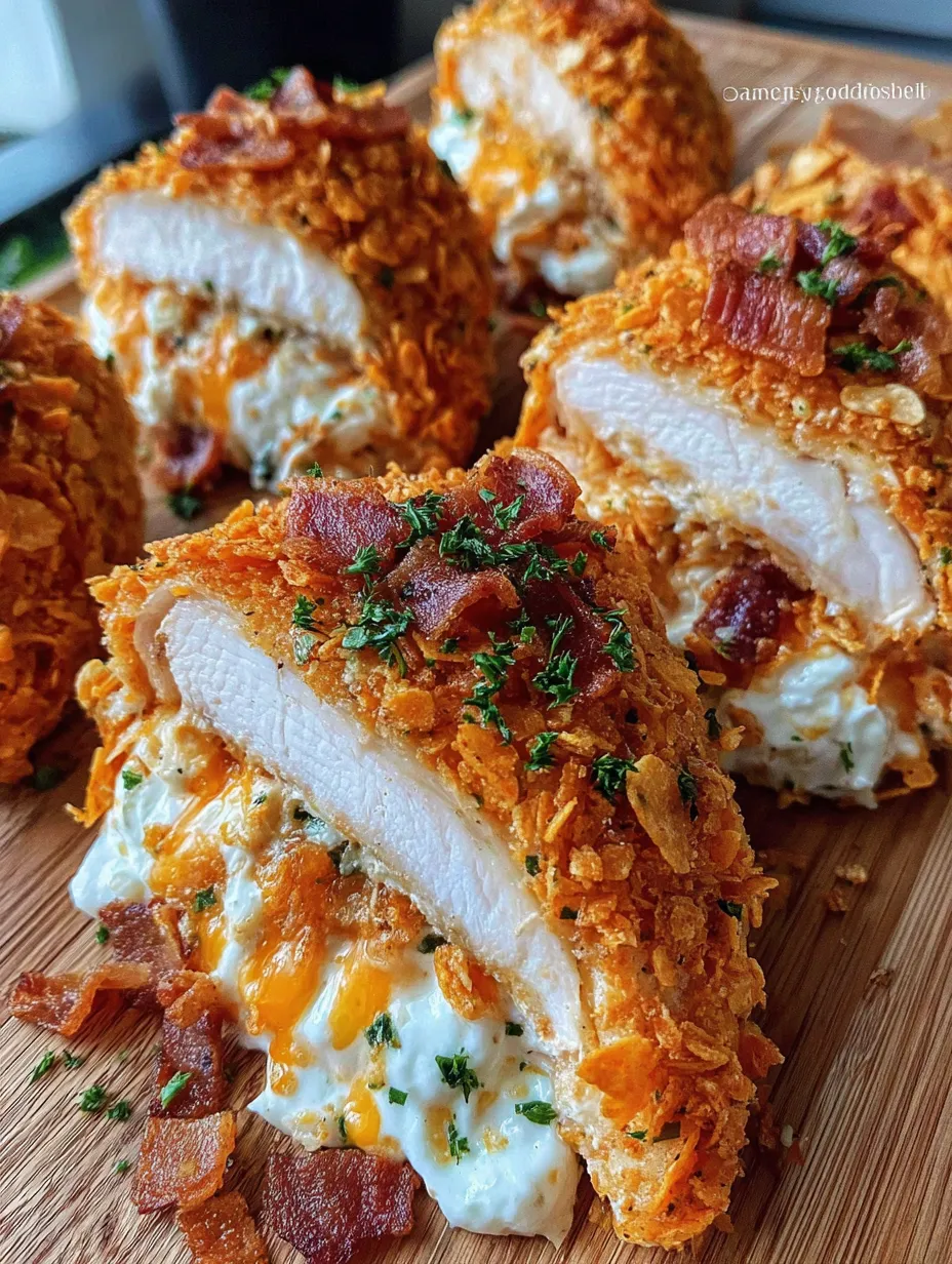 A plate of bacon wrapped chicken with cheese and bacon.