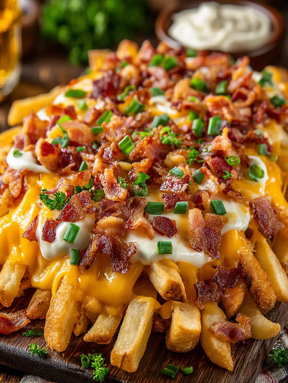 A loaded bacon cheese fries recipe.