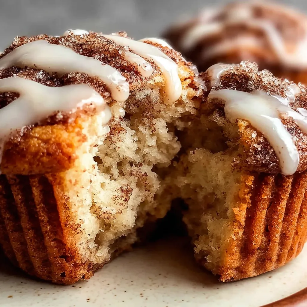 A half of a cinnamon roll muffin.