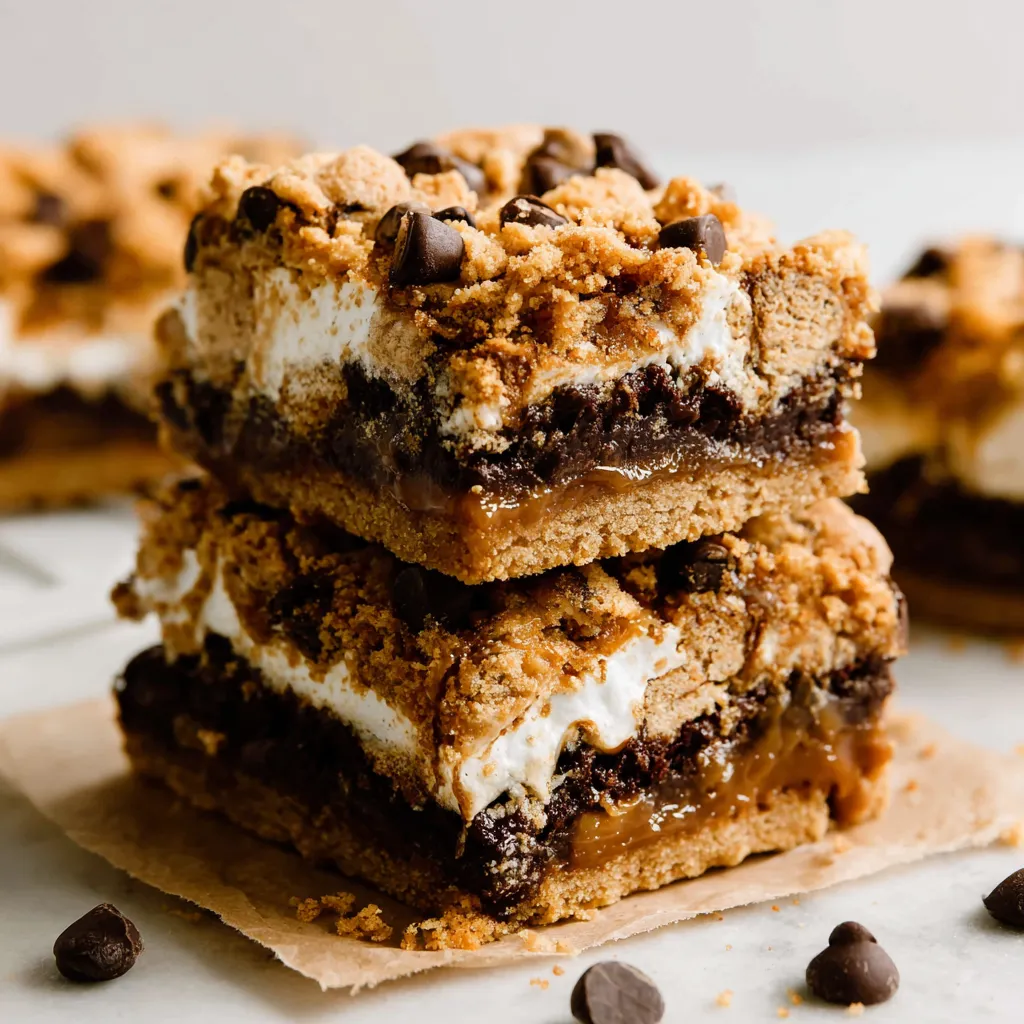 A stack of S'mores cookie bars.