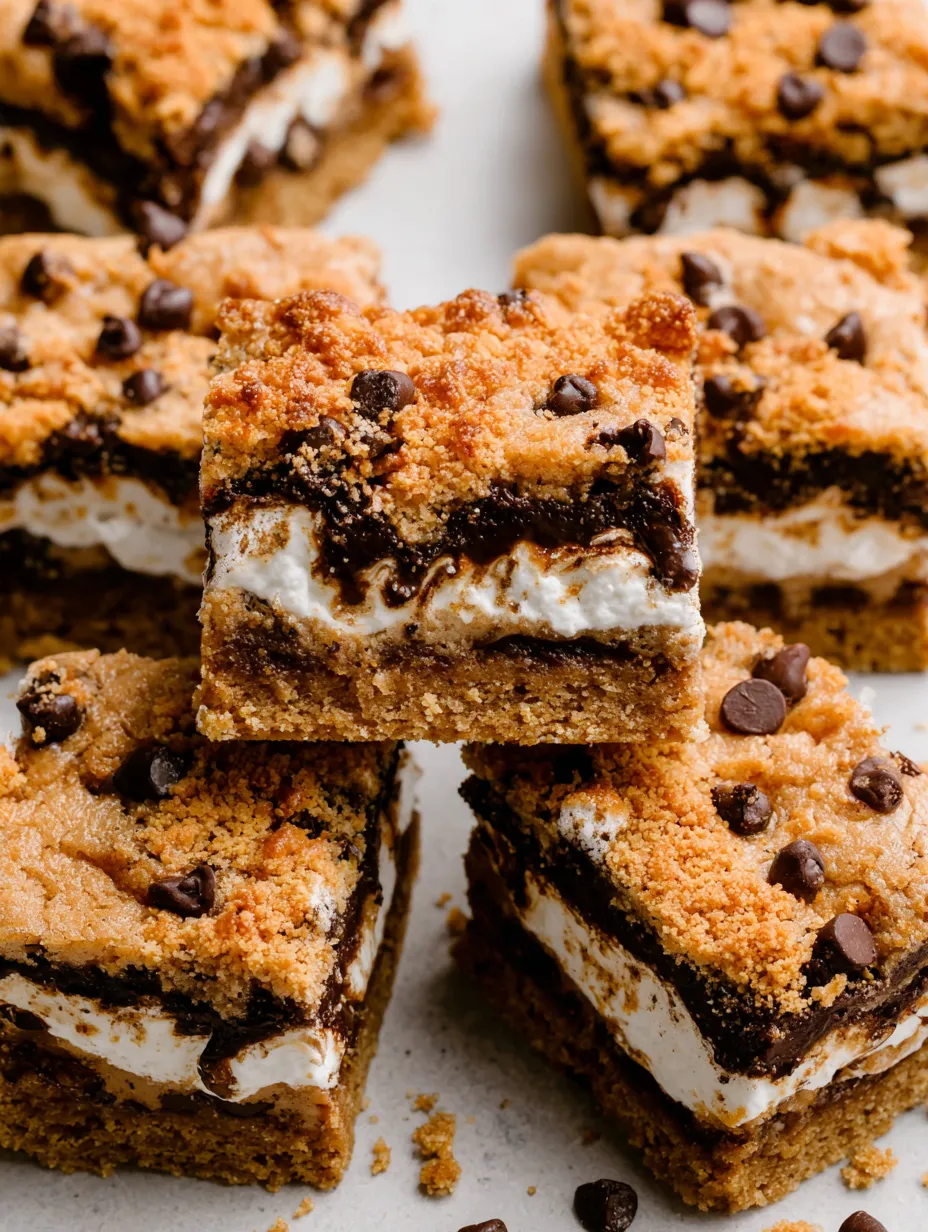 S'mores cookie bars with chocolate chips.