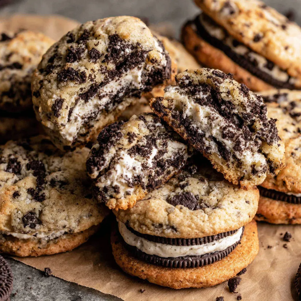A stack of Oreo cheesecake cookies.