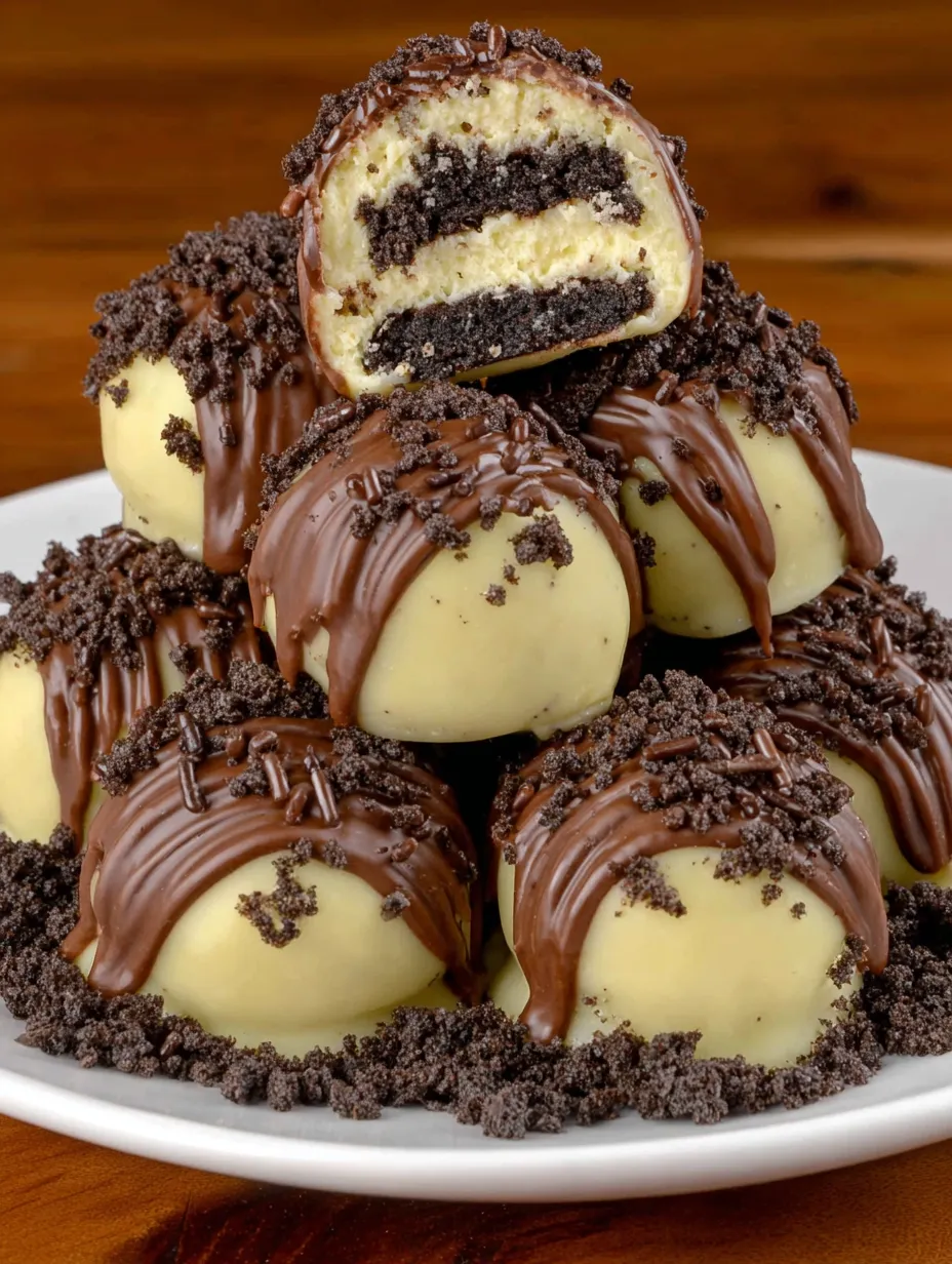 A stack of chocolate and cream filled cookies.