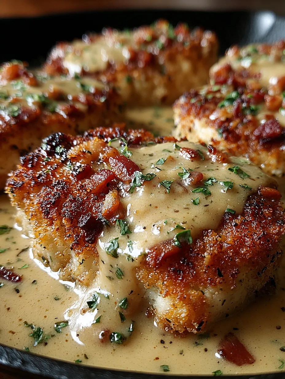 Bacon and gravy on chops.