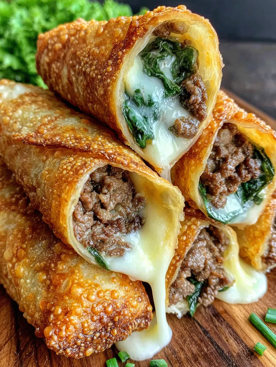 A plate of Philly cheesesteak egg rolls.