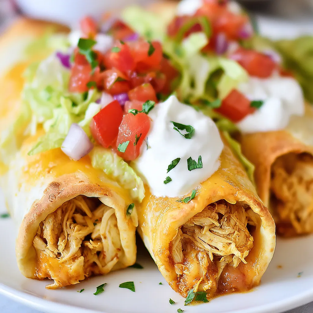 Chicken Chimichangas with tomatoes and cheese.
