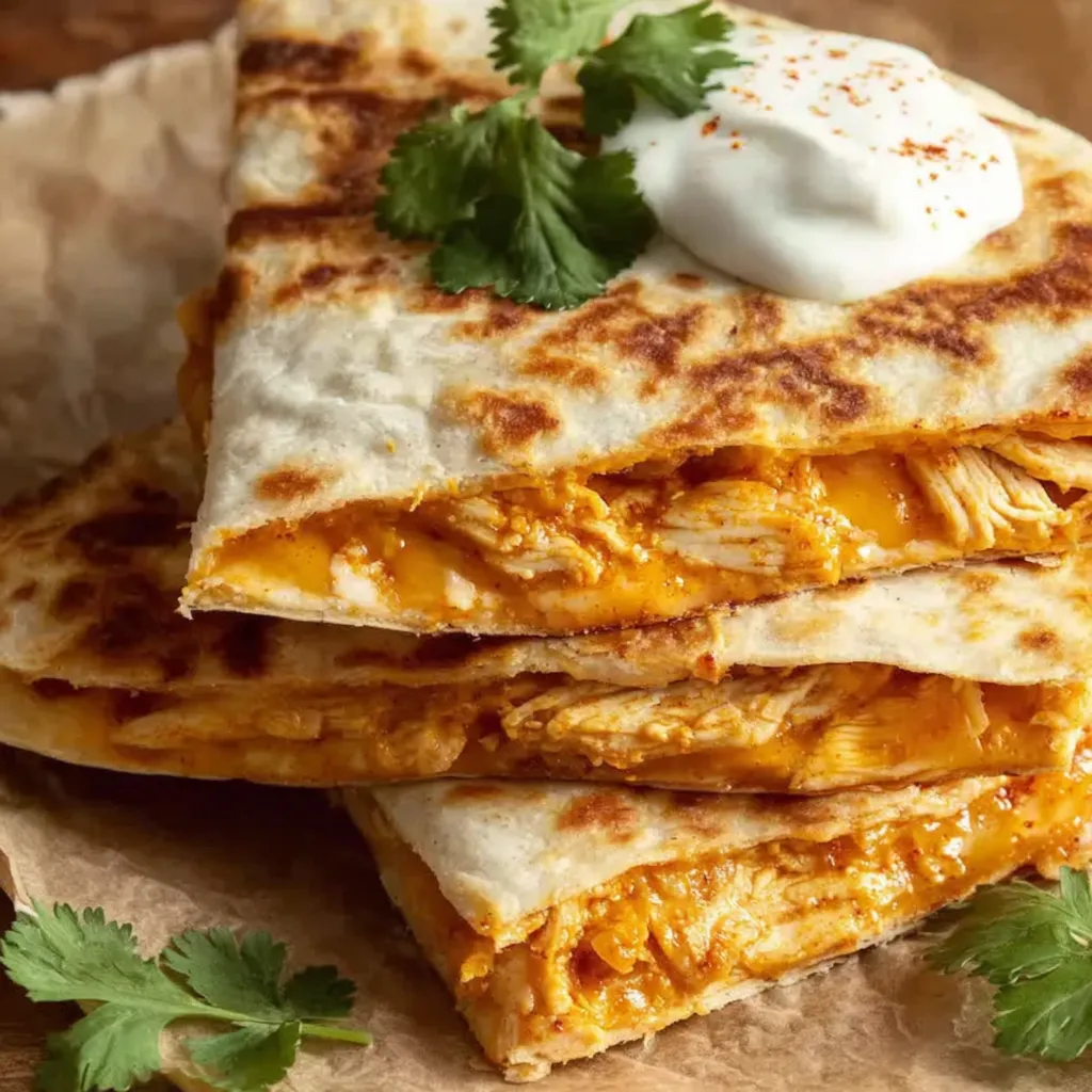 A stack of chicken quesadillas.