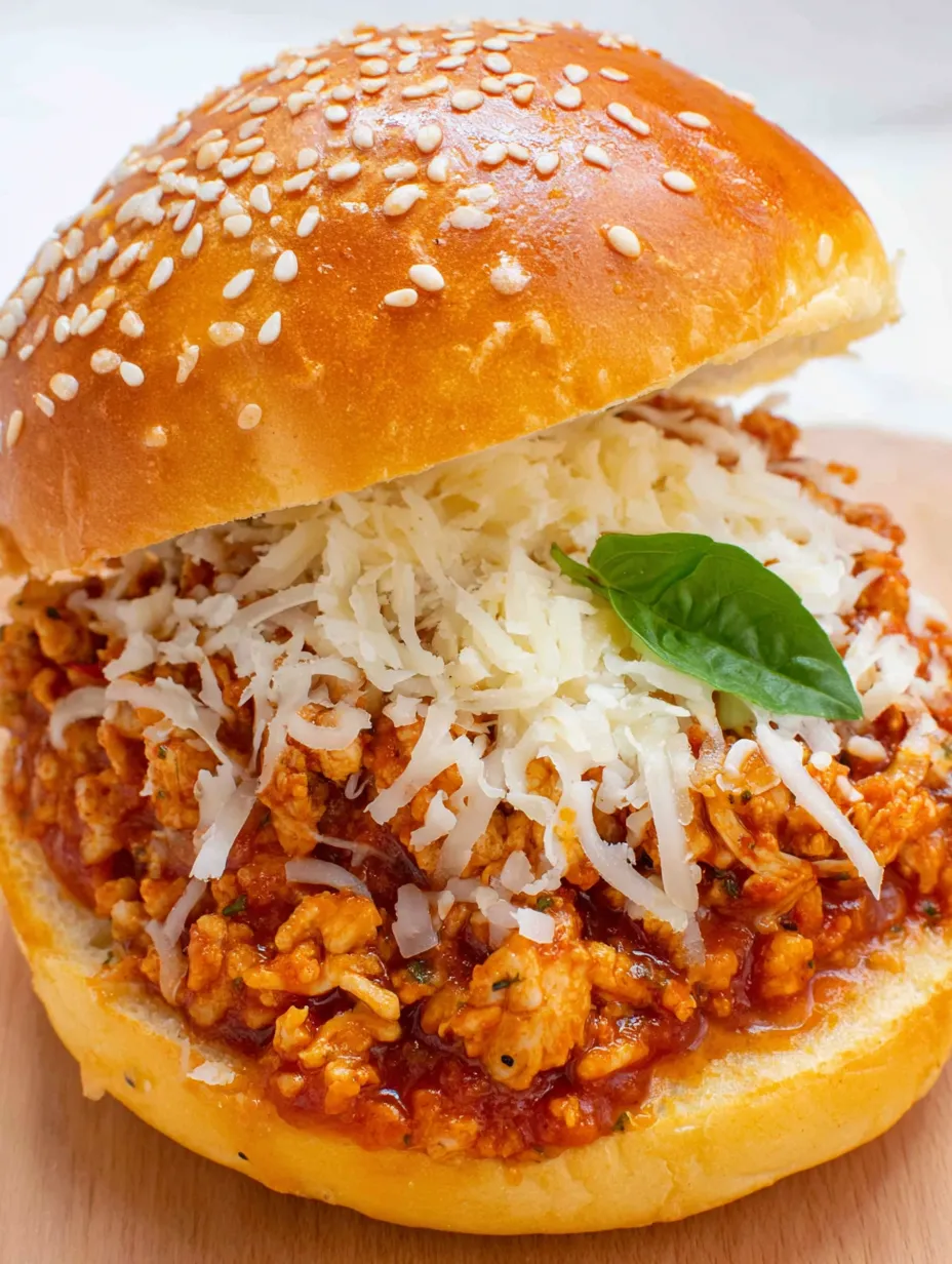 A chicken parmesan sloppy joe sandwich.