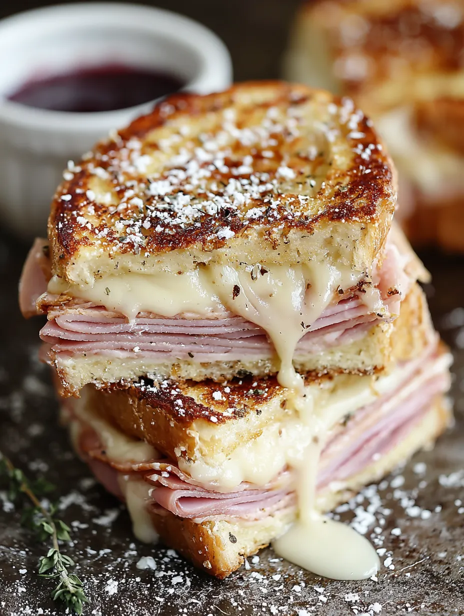 A stack of Monte Cristo sandwiches.