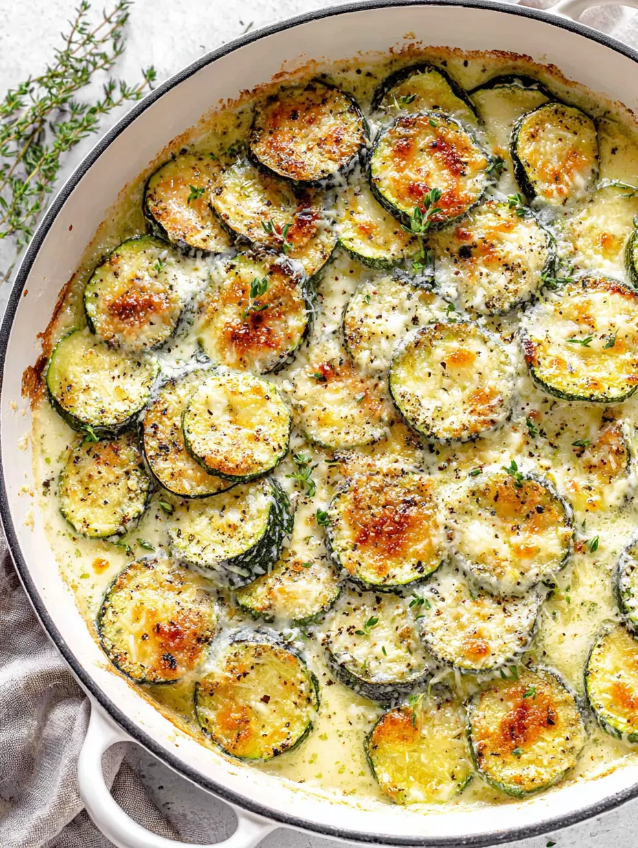 A dish of zucchini with cheese and herbs.