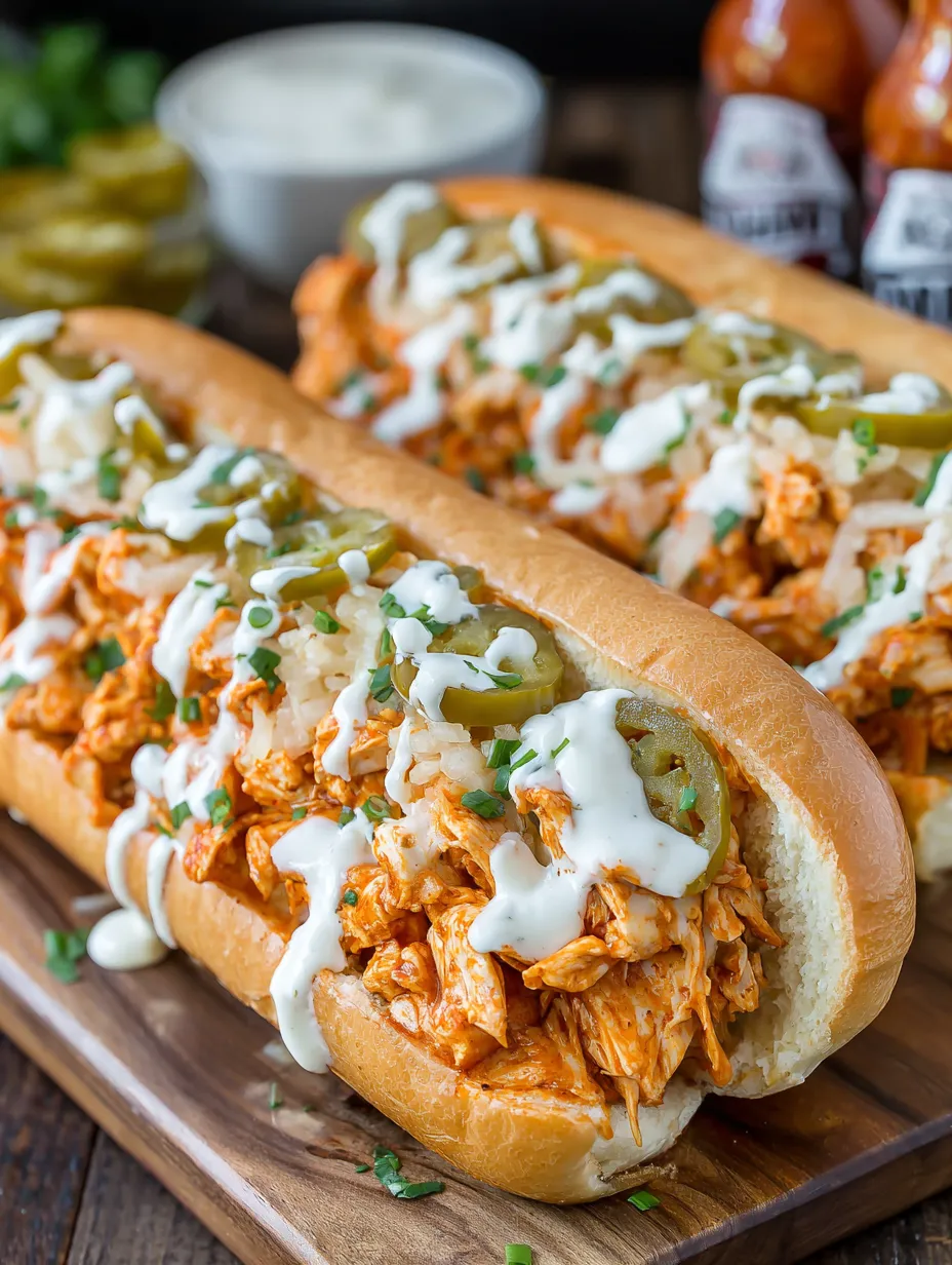 A buffalo chicken cheesesteak sandwich.