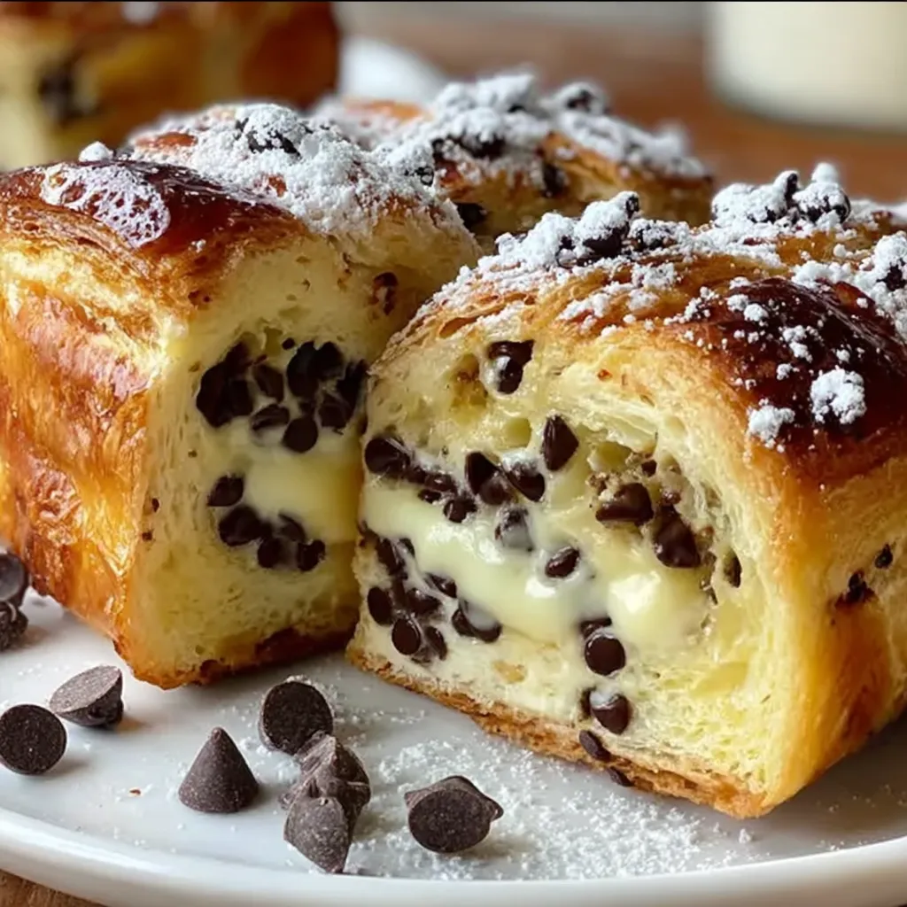 A plate of chocolate chip vanilla custard brioches.