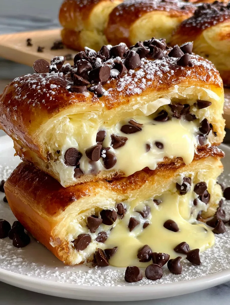 Chocolate chip vanilla custard brioches.