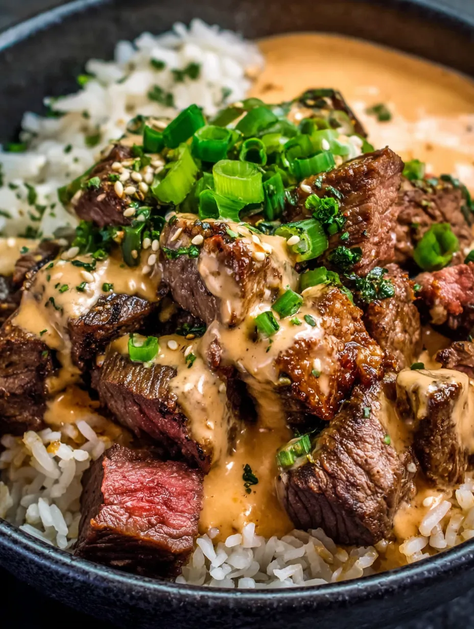 A bowl of meat with rice and sauce.