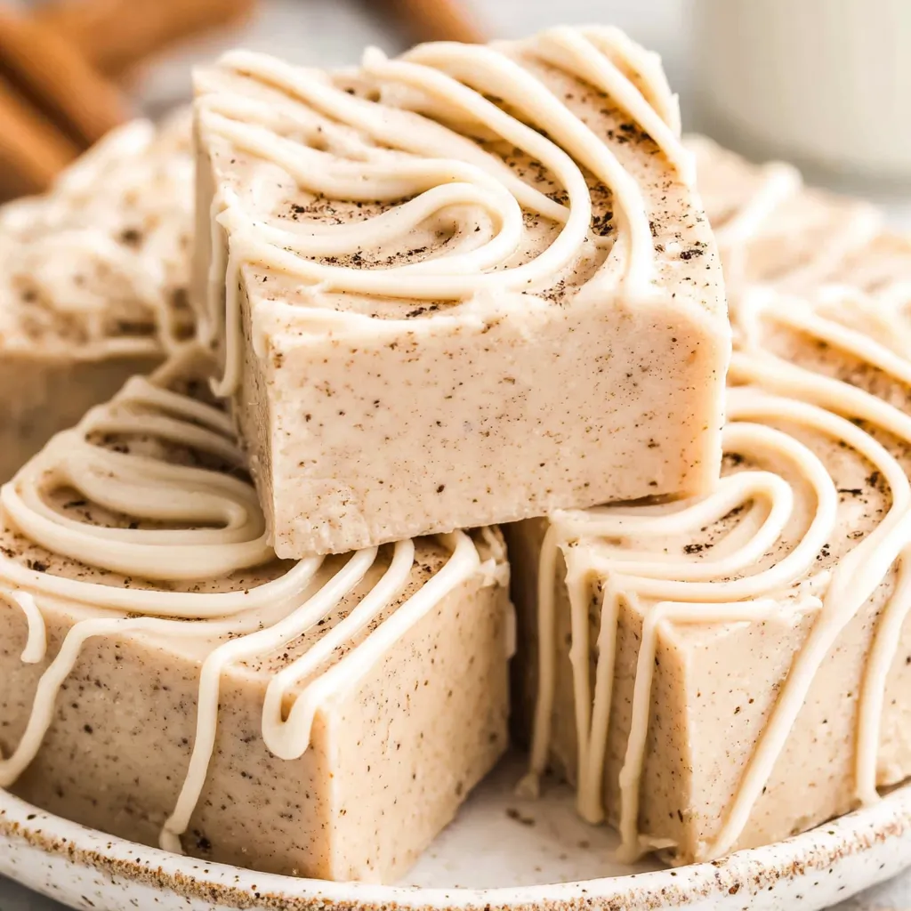 A plate of cinnamon roll fudge.