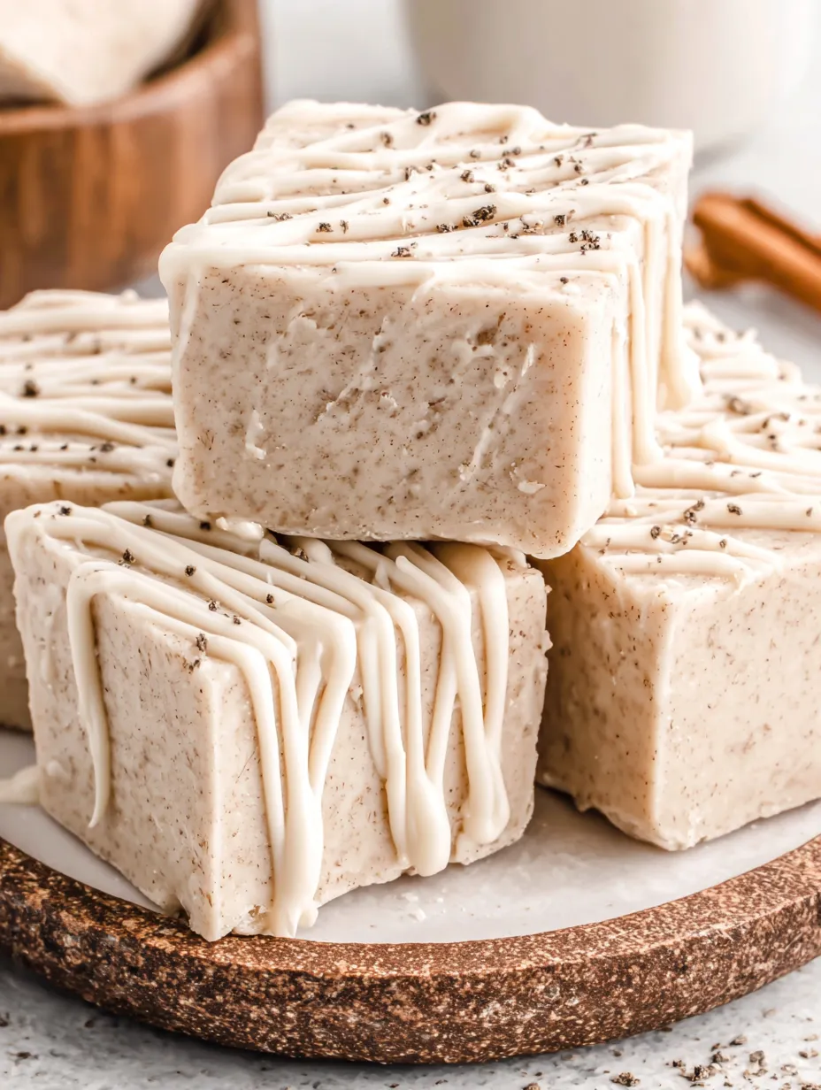 A stack of cinnamon roll fudge.