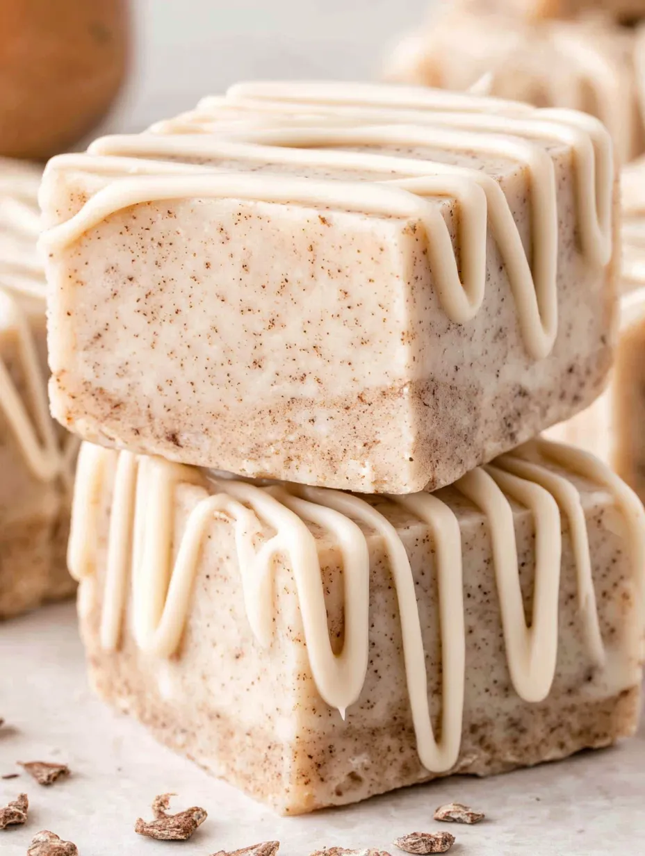 A stack of cinnamon roll fudge.