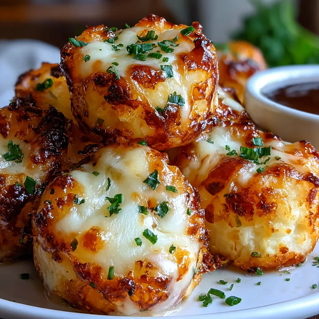 A plate of cheesy mashed potato puff bites.