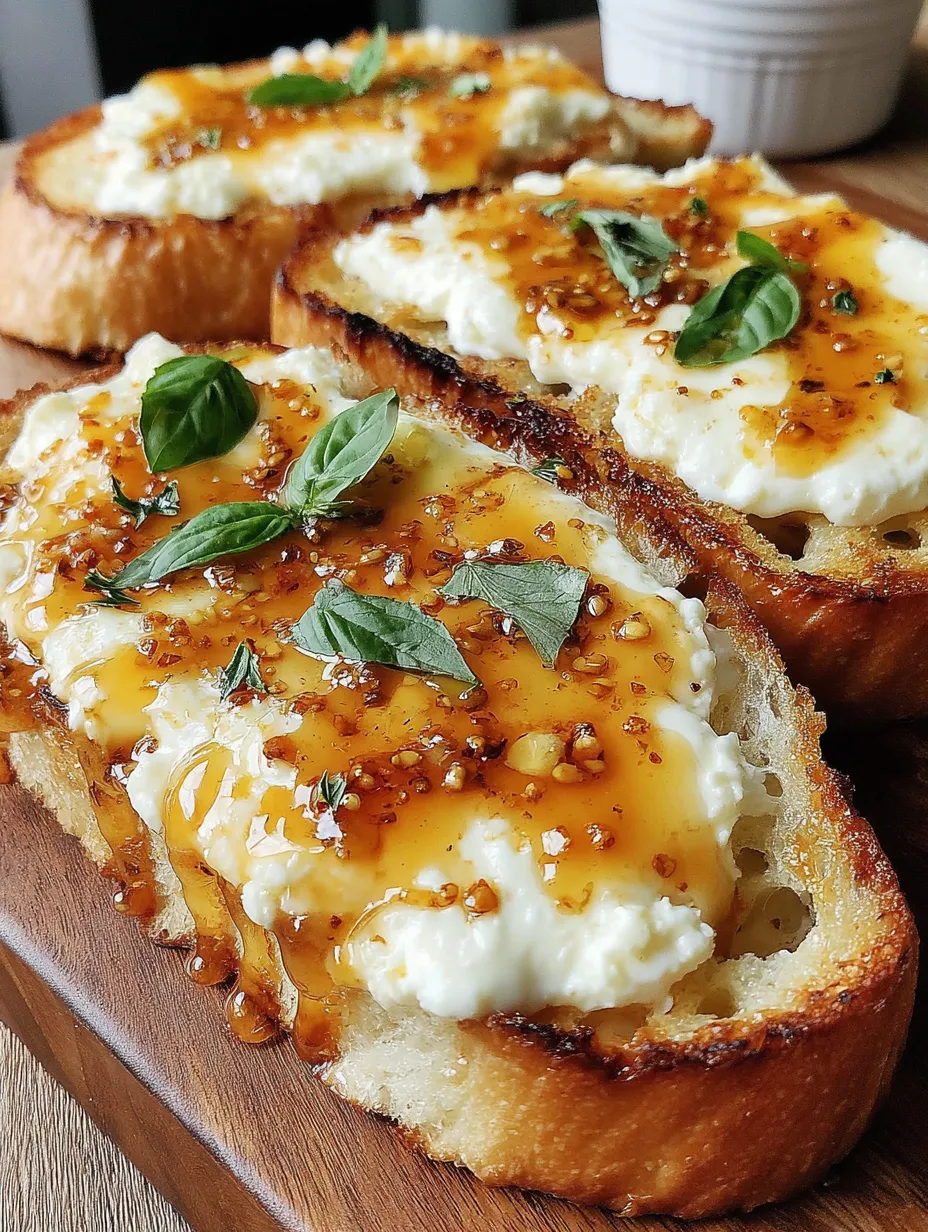 A slice of garlic bread with white cheese and green leaves.