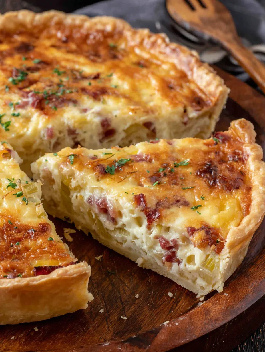 A slice of flamiche aux poireaux.