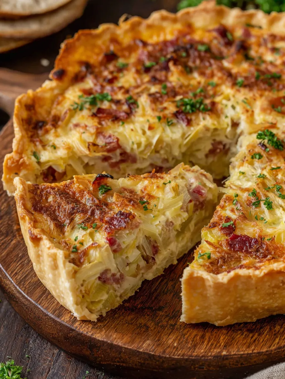 A slice of flamiche aux poireaux.