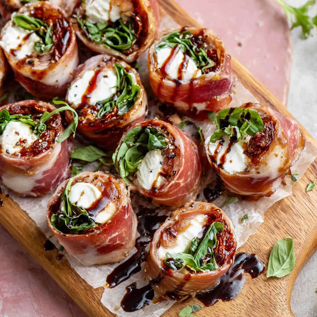 A wooden platter with Italian sushi.