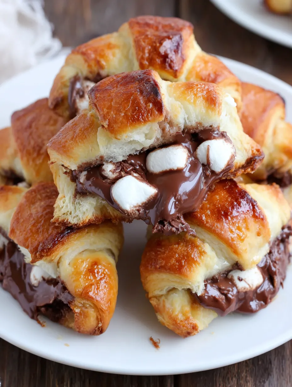 A plate of s'mores crescent rolls.