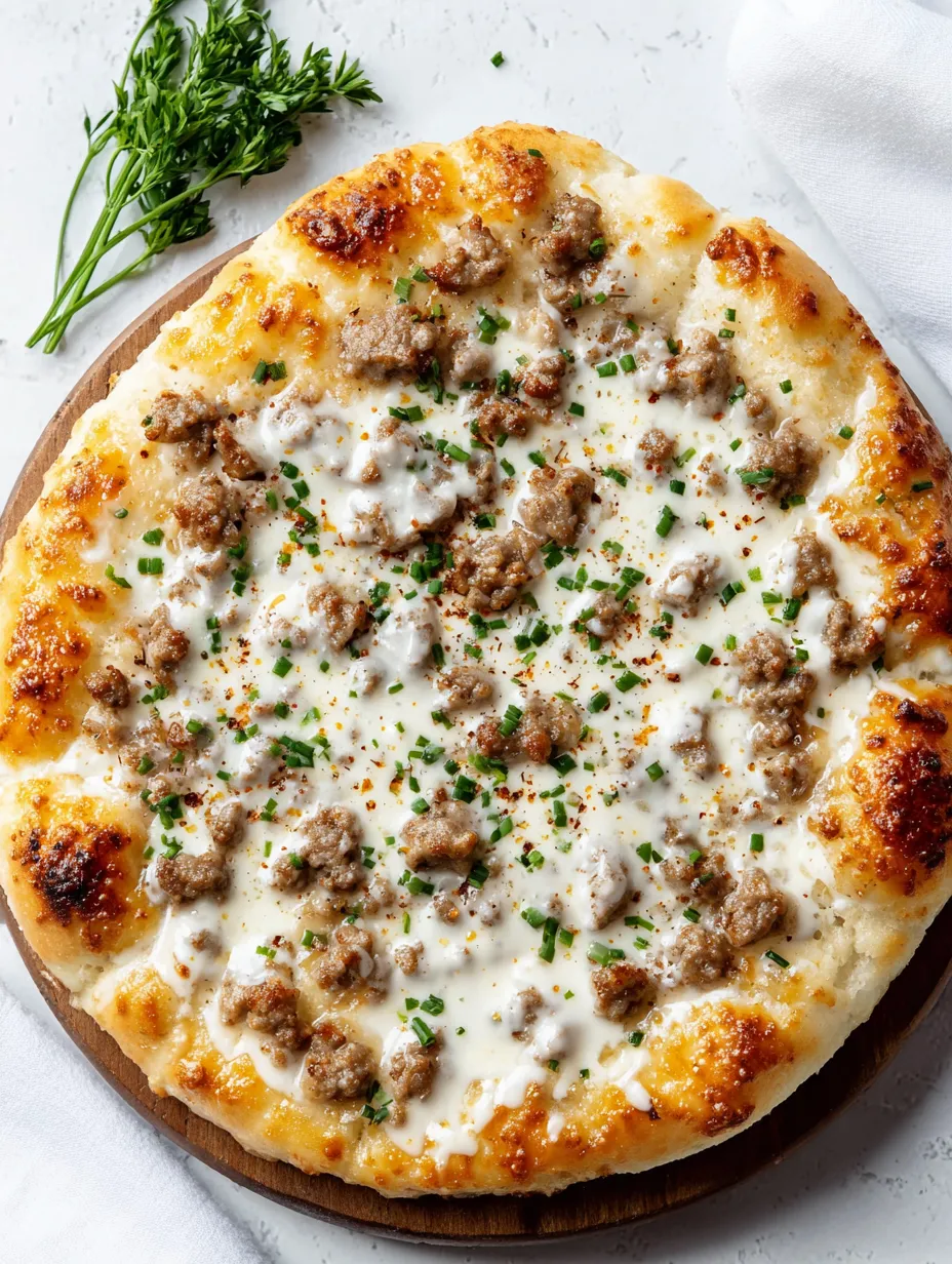 A pizza with sausage and cheese on top.