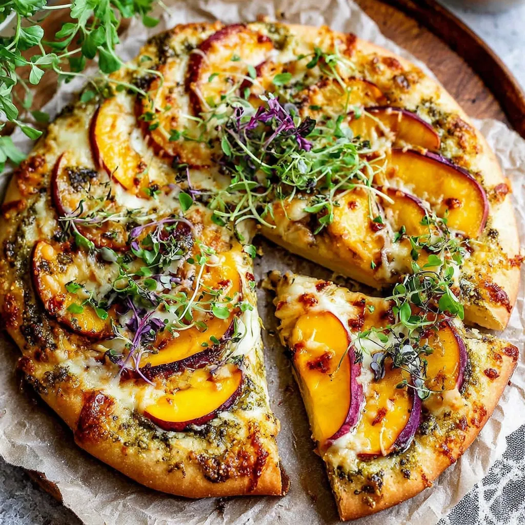 A slice of pizza with peaches and cheese.
