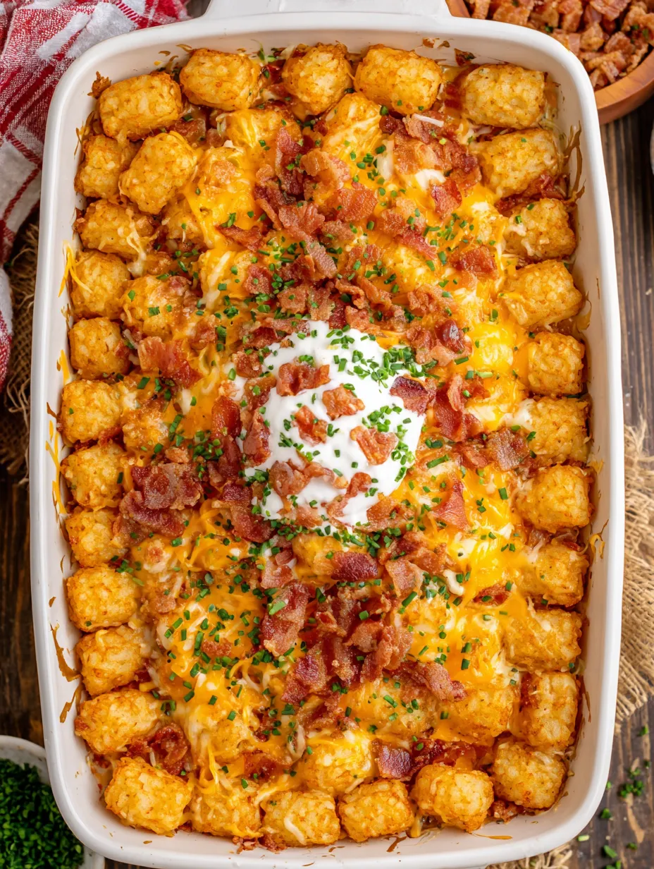 A casserole with bacon and cheese.
