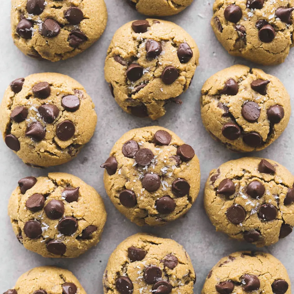 Chocolate chip cookies with chocolate chips on top.