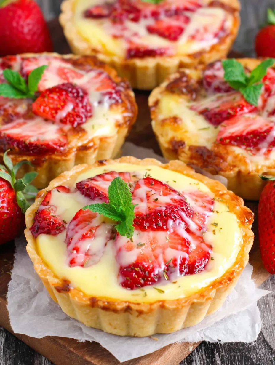 Strawberry Honey Custard Tarts with Lemon Curd.