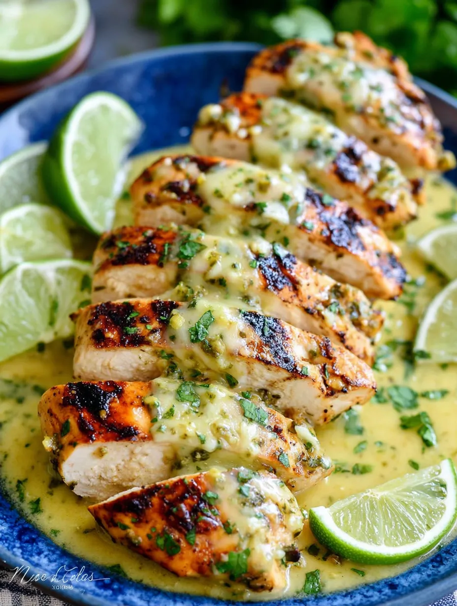 Grilled Salsa Verde Pepper Jack Chicken.