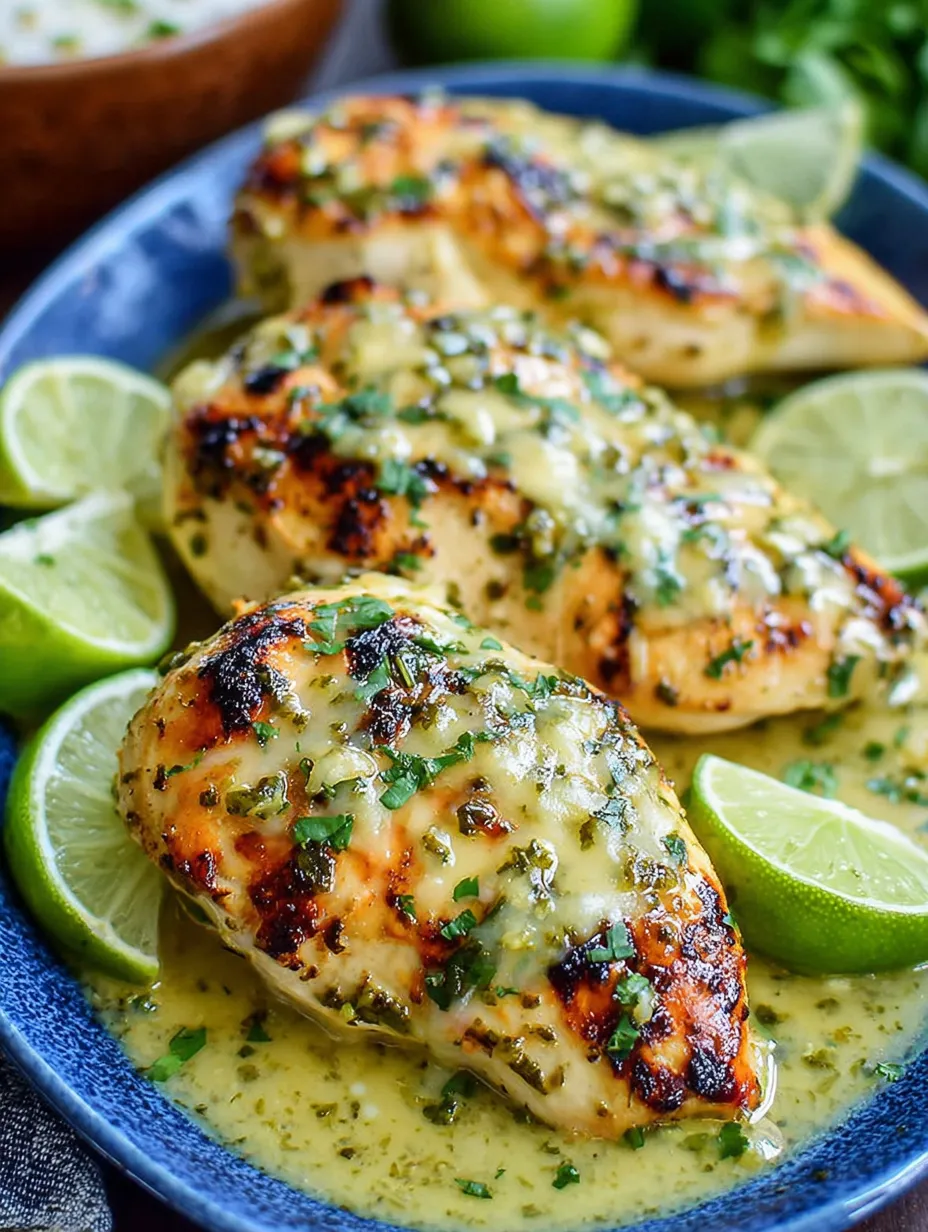 Grilled Salsa Verde Pepper Jack Chicken.