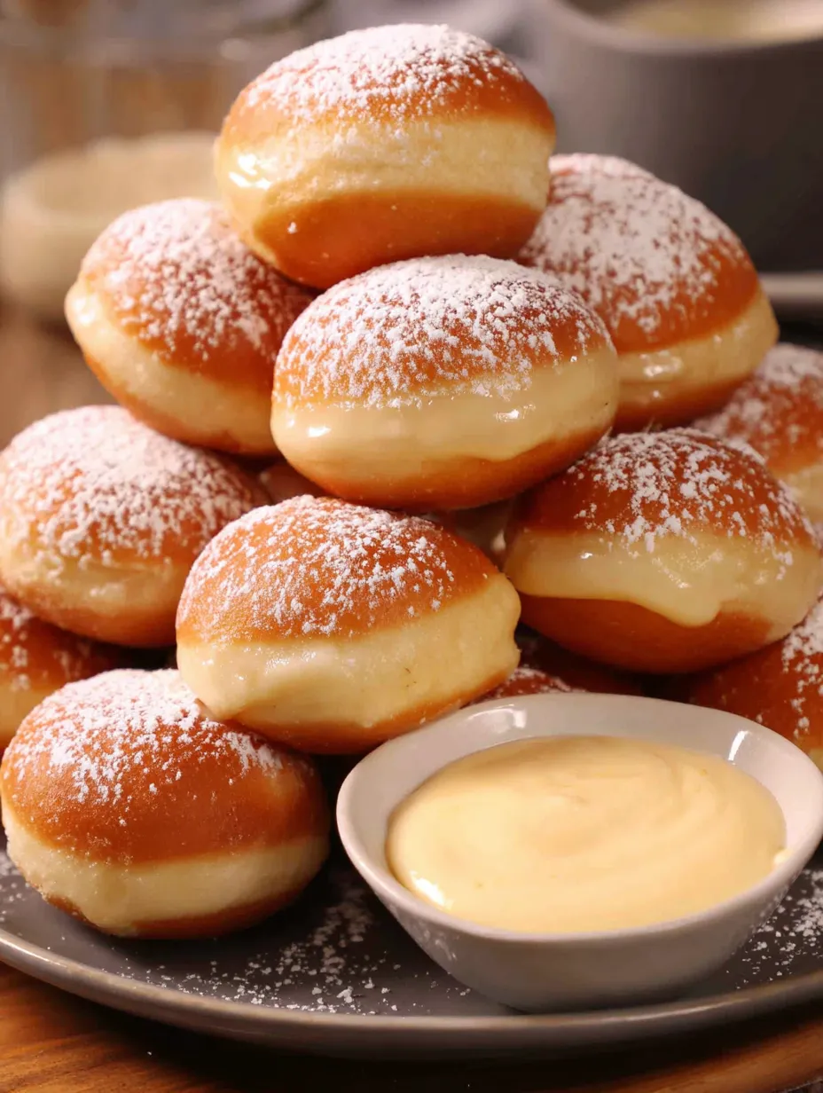 A stack of delicious vanilla french beignets.