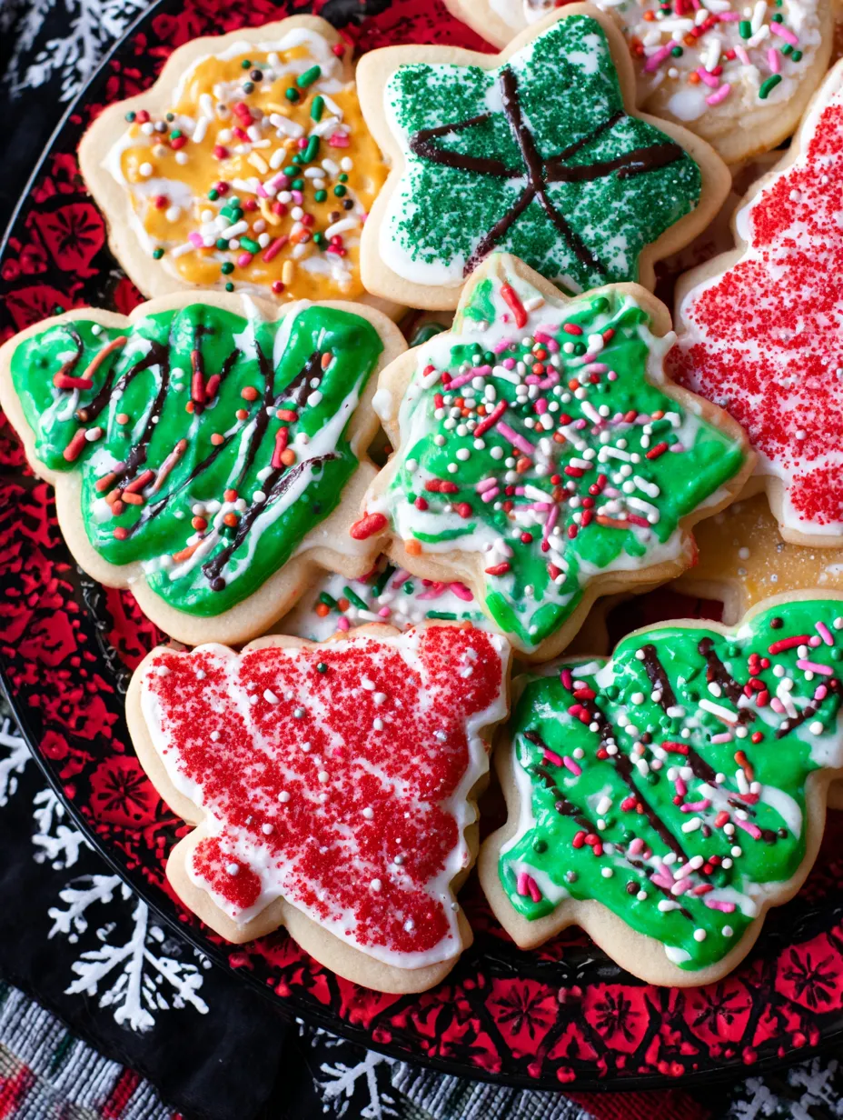 A plate of colorful sugar cookies.