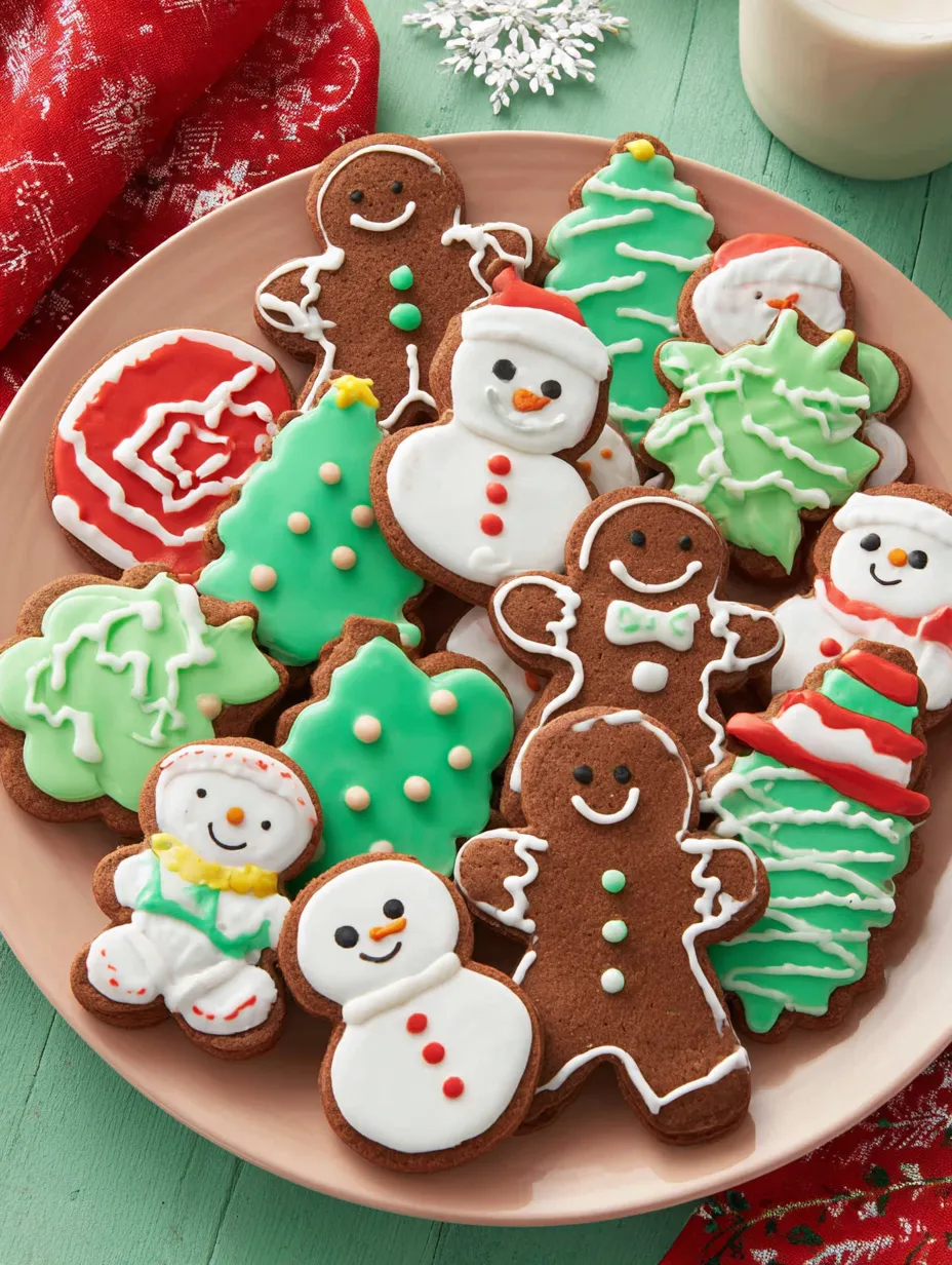 A plate of sugar cookies with frosting.