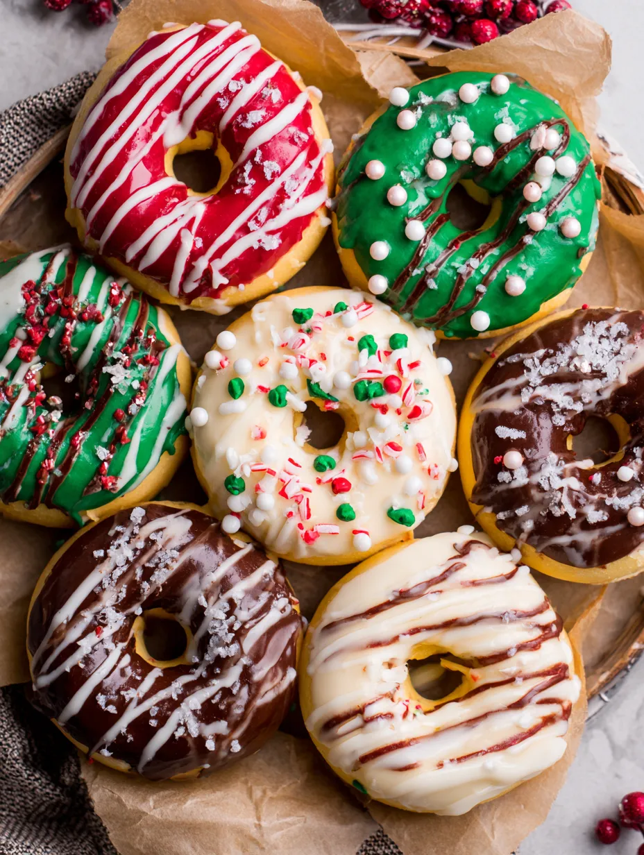 A plate of Christmas donuts.