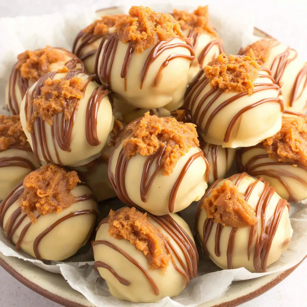 A plate of Biscoff truffles.