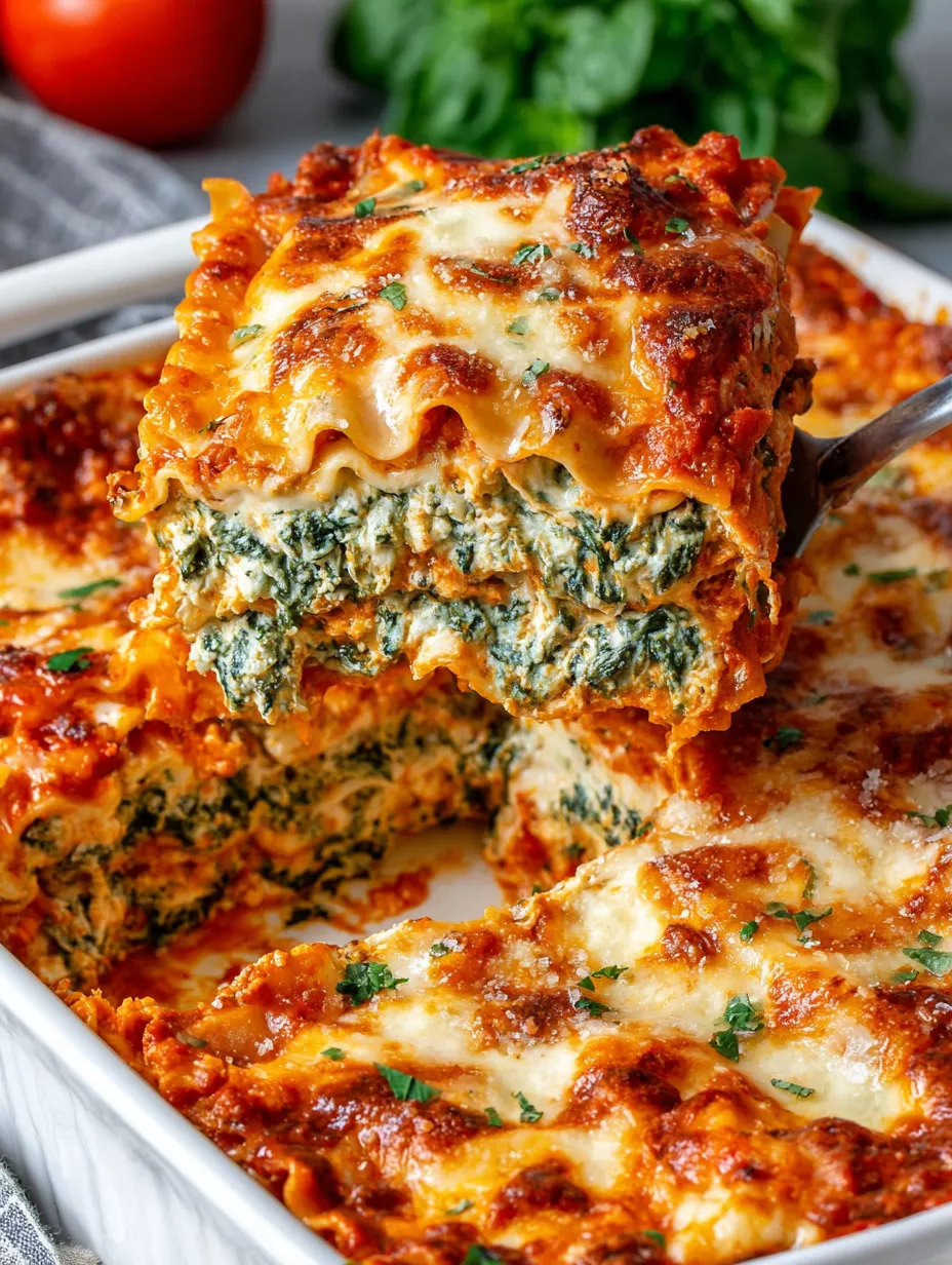 A slice of Ultimate Spinach Lasagna.