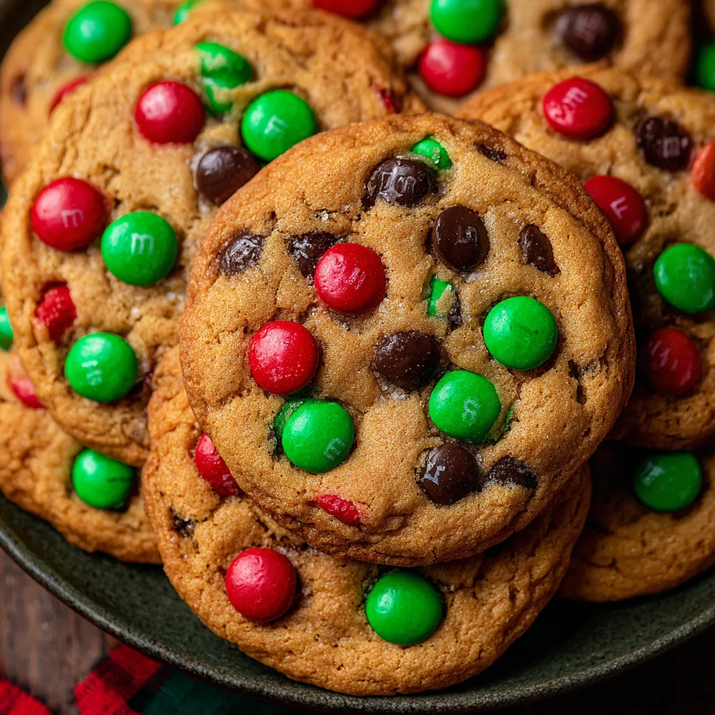 A plate of M&M cookies.